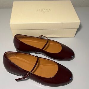 Womens New Sezane MÉLINE LOW BALLERINAS POURPRE VERNIS shoes size US 6 FR 36